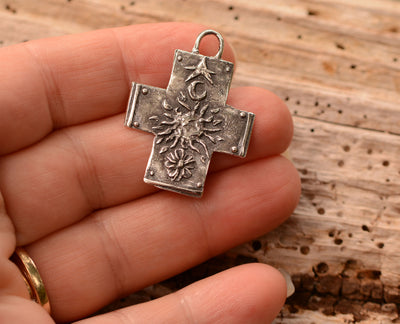 Cross with Sun, Moon, Star and Flower, CatD-1054
