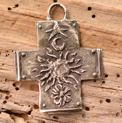 Cross with Sun, Moon, Star and Flower, CatD-1054