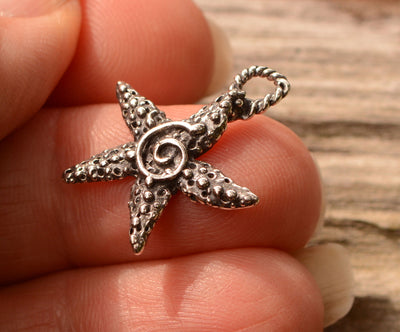 Starfish Charm with Spiral, (CatD-1064)