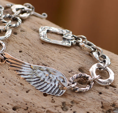 On Wings of Love Sterling Silver Bracelet by Cathy Dailey
