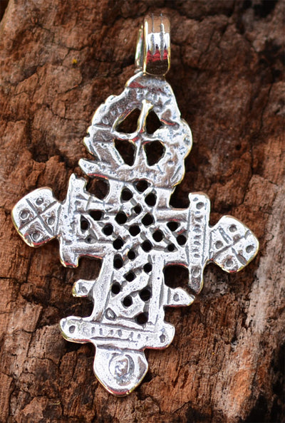 Ethiopian Cross with Woven Center, R-295