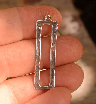 Tall Open Rectangle Earring Components, Sterling Silver E-560 (PAIR)