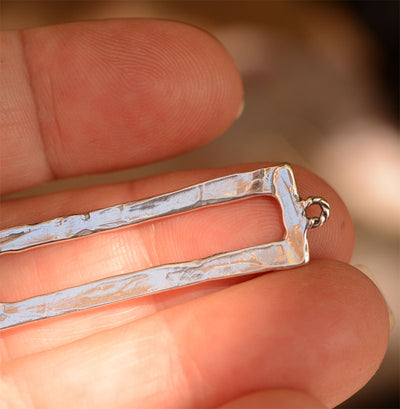 Tall Open Rectangle Earring Components, Sterling Silver E-560 (PAIR)