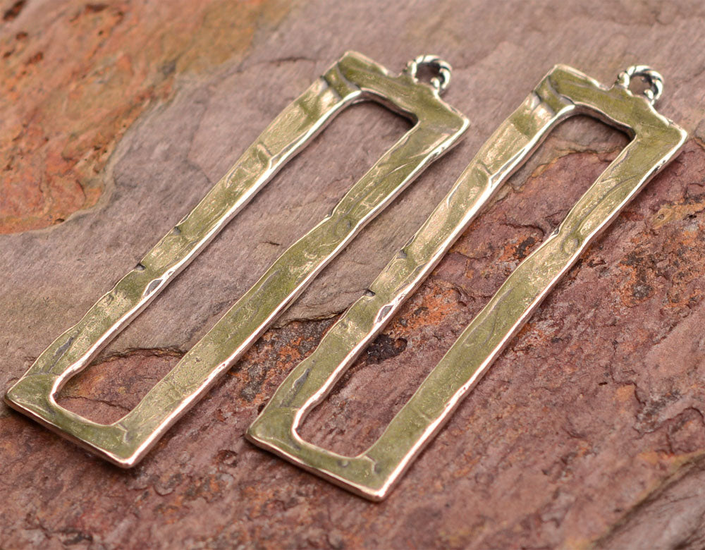 Tall Open Rectangle Earring Components, Sterling Silver E-560 (PAIR)